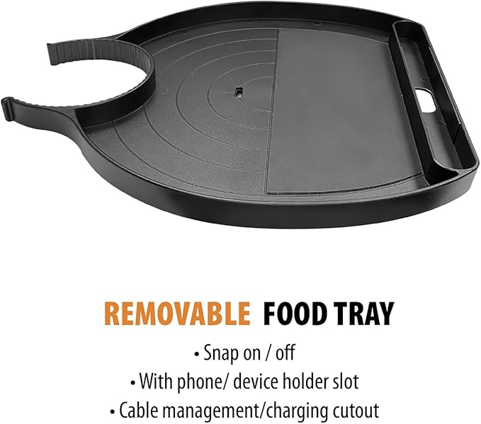 ToughTested Tough & Hungry Mega XL Cupholder Expander with Snap-On Extra Cupholder, Adjustable Food Tray, and Device Holder Slot – Fits XL Bottles & Cups, Ideal for Trucks, SUVs, RVs, Vans, and Cars
