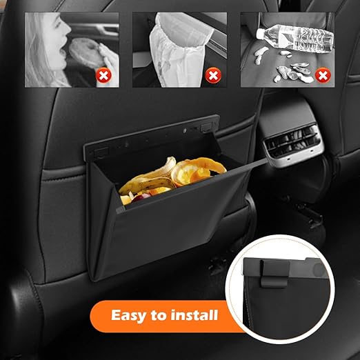Car Trash Bag, Foldable Car Garbage Can Bin and Storage Bag Hanging Ca-r Trash Bag for Front Back Seat Multi-Purpose Suspended for Sedans, SUVs & Trucks(Color:Leather)