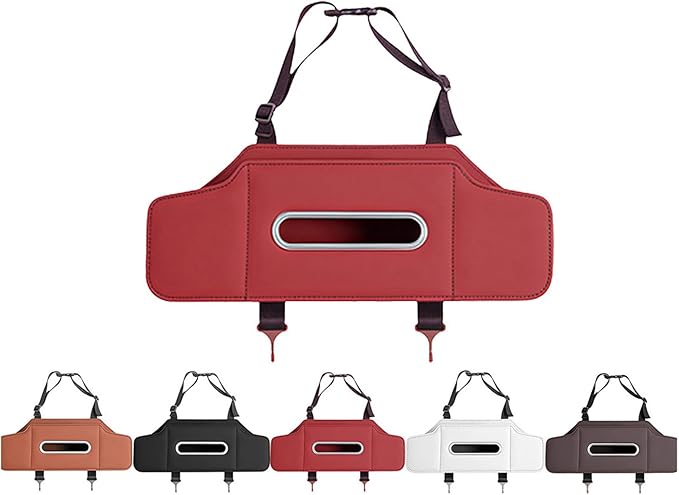 3-in-1 Car Backseat Organizer, Multifunctional Car Seat Back Storage Box, Car Organizers and Storage, For Hold Drinks, Handbag, Keep Your Ride Clean & Organized (Strap Installation, Red)