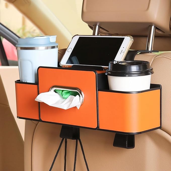 Multifunctional Car Organizers and Storage Back Seat, 3-in-1 Car Backseat Organizer, Car Seat Organizer Backseat, with Tissue, Phone, Cup, Handbag Holder (Black)