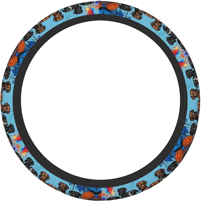 Colorfu -Pit-Bull Neoprene Steering Wheel Covers Women Men Car Accessories, Universal 15 Inch Fit Auto, Suvs, Truck