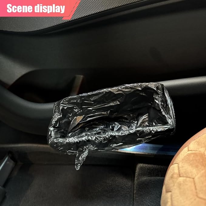 Car Trash Can, Leather Car Garbage Can with One Roll Trash Bag, Foldable Hanging Storage Container, Mini Trash Bin, Vehicle Garbage Organizer Holder for Door Side, Back Seat (Burgundy)