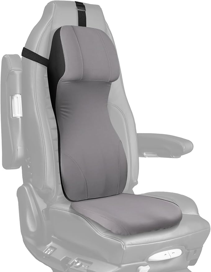 Car Seat Cushion & Back for Most Semi Truck Models, Compatible with Freightliner Volvo Kenworth Peterbilt, Driver Seat Cover for Semi Truck, Gray