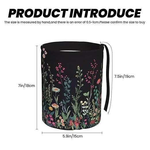 Car Trash Can Hanging, Wildflower Plant Waterproof Auto Garbage Bin Universal Vehicle Waste Container, 3.5L Capacity