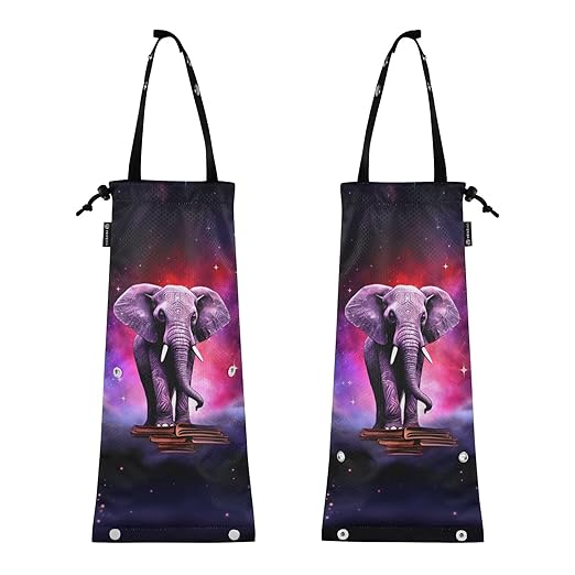 ALAZA Hanging Car Trash Bags Garbage Bag Trash Can for Back Seat Small Elephant 1 Washable Storage Bag Retractable 2 Pack