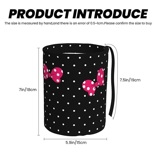 Cute Black Dots Pink Bow Car Trash Can Garbage Cans Foldable,Small Hanging Car Organizer Storage Bag Leak Proof, Auto Back Seat Trash Bin Universal for Truck, SUV, Outdoor Travel