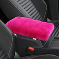 IRIWOOL Sheepskin Armrest Cover Auto Center Armrest Cover Car Soft Console Pad, Fluffy Wool Auto Center Console Cover for Most Car Arm Rest Decoration Protector 7 x 13 Inch (Shearling, Deep Rose)