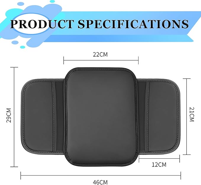 Car Center Console Armrest Pad for Subaru Forester SJ 4.Gen 2013 2014 2015 2016 2017 2018 2019, Water Resistant Armrest Cushion Cover Anti-Slip Bottom Console Protection,A Black
