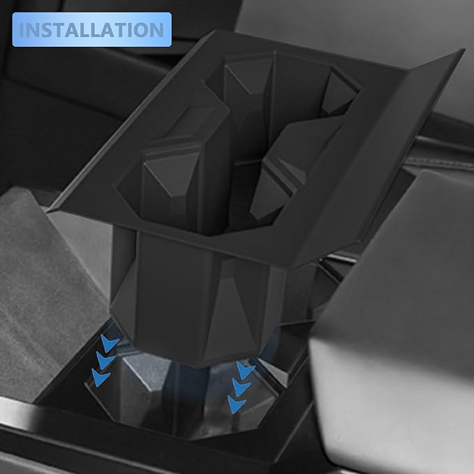 2PCS Center Console Silicone Pad for Wireless Charging Space and Cup Holder Insert, Auto Interior Anti-Slip Protector Pad Accessories Black