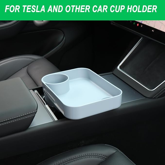 Car Seat Snack Tray for Kids, Square Car Seat Cup Holder Snack Tray with Adjustable Base, Durable CarSeat Tray for Toddlers, Universal Fit for Tesla, Safety Seats, Car Center Consoles (Gray)