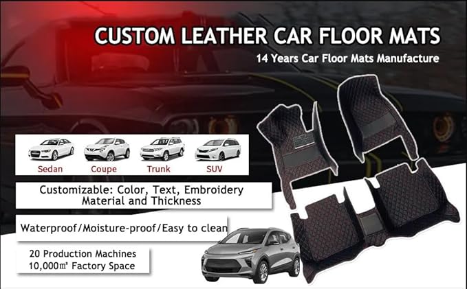 Custom Luxury Leather Car Mats Upgrade Your Car Interior Provide All-Weather Waterproof and Non-Slip Protection for Sedans, SUVs, Trucks, Compatible with Car Mats (Black Blue)