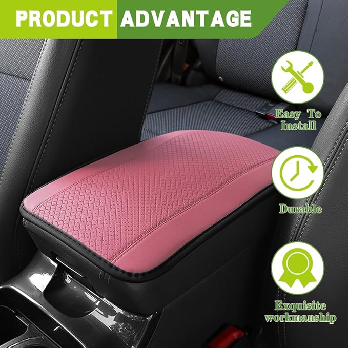Car Center Console Armrest Pad, 12.6X 7.2 Inch PU Leather Waterproof Auto Armrest Seat Box Cover Protector, Car Center Console Cover, Universal Car Interior Accessories for Cars, Trucks, SUVs