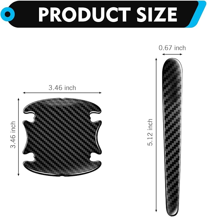 8 PCS Car Door Handle Protector, Carbon Fiber Door Edge Guards, Car Handle Scratch Protector, Auto Exterior Collision Prevention Decorative Accessories, Universal for Most Vehicle (Black)