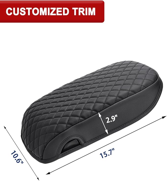 KBH Center Console Armrest Cover for 2003-2006 Chevrolet Chevy Silverado, Tahoe, Suburban, Avalanche & GMC Sierra, Yukon, Bucket Seat Only, Vinyl Leather, Arm Rest Cushion Protector, Black