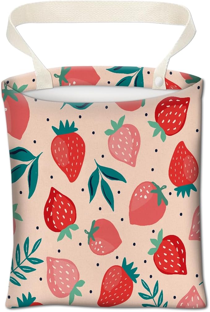 ABUIFDK Car Trash Can, Cute Hanging Organizer and Storage Bag, Trash Bin for Vehicle, Travelling, Camping - Pink Strawberry