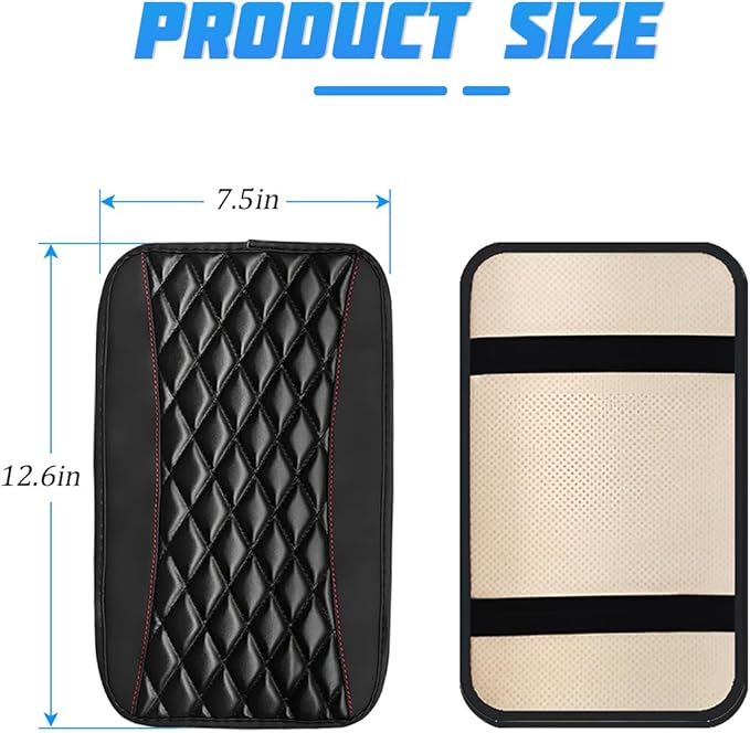 Car Center Console Cover, PU Leather Waterproof Vehicle Armrest Seat Box Protector, Automotive Interior Arm Rest Cushion Protection Accessories, Universal for SUV Sedan Truck (Black)