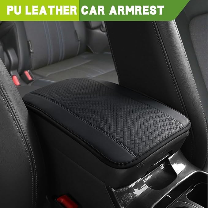 Car Center Console Armrest Pad, 12.6X 7.2 Inch PU Leather Waterproof Auto Armrest Seat Box Cover Protector, Car Center Console Cover, Universal Car Interior Accessories for Cars, Trucks, SUVs