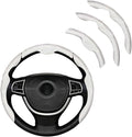 3PCS Car Steering Wheel Cover, Nappa Leather Breathable Non-Slip Segmented Steering Wheel Protector, Snap-on Auto Interior Decoration Accessories, Universal Fit (White)