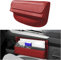 Car Seat Gap Filler Organizer, Leather Vehicle Side Seat Gap Storage Box with Lid for Phone Key Card, L-Capacity Auto Interior Organization, Universal for SUV Sedan Truck (Wine Red)
