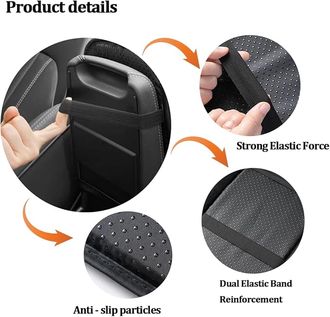 Car Center Console Cover, Soft Leather Sporty Armrest Protector Cushion with 2 Storage Pockets, Comfortable Auto Interior Middle Console Arm Rest Box Pad, Universal for Vehicles (Gray)