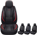 Pengchen Auto Front Seat Covers Fit for Audi A7 2013-2025, 3D Front Split Bench Protection Compatible with Side Airbag Black & Red Line