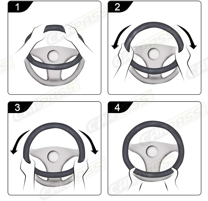 CAR PASS Rhombus Leather Universal Steering Wheel Cover, Fit for Suvs,Trucks,Cars,Sedans,Vans (Black&Red)