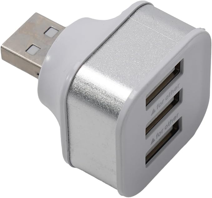 3-Port USB Car Charging Extender Adapter for Vehicle Dash Mount, USB 2.0 Only Charging Hub, Gold/Silver/Black(Silver)