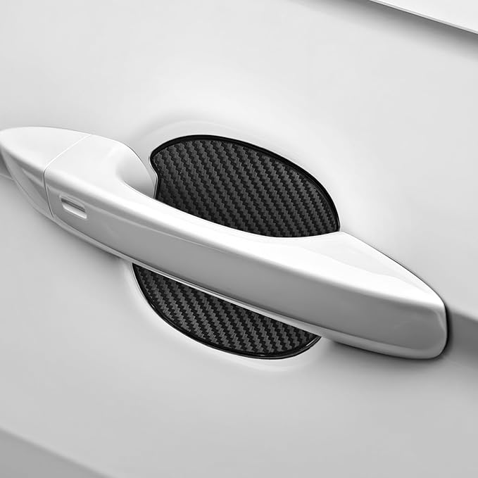 4 PCS Car Door Handle Bowl Stickers, Anti-Scratch Carbon Fiber Auto Handle Cup Protector Paint Guard, Waterproof Door Bowl Sticker Non-Marking Protective Film for Car SUV Truck (Large)