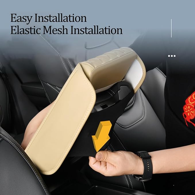 Automobile Armrest Covers for SsangYong Korando/Musso/Rexton/Torres/Actyon/Chairman, Center Console Armrest Box Booster Cushion, Auto Console Pad, Interior Accessories,A-Beige