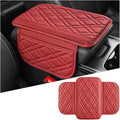 Mandark Car Center Console Cover, 2PCS Leather Vehicle Arm Rest Cushion with 2 Storage Bags, Automotive Armrest Interior Seat Box Pad Accessories, Universal for SUV, Sedan, Truck (Red)