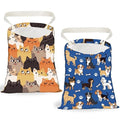 2PCS Cute Funny Cat Dog Print Car Trash Bag Portable Hanging Garbage Bag with Snap Buttons Back Seat Rubbish Storage Dustbin for Women Man Car Interior Accessories Kitchen Home Travel