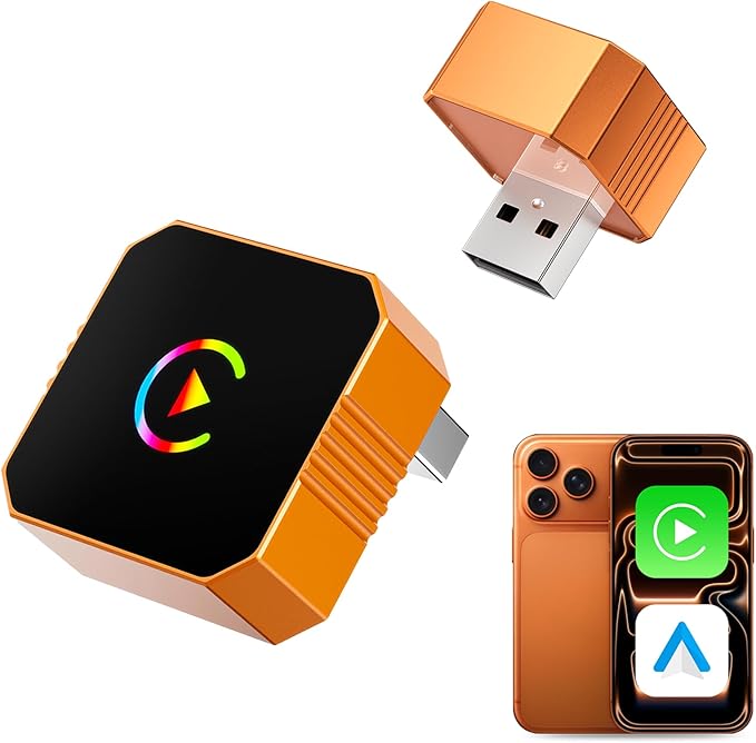 Aimoon Wireless CarPlay Adapter for Apple iPhone ＆ Android Auto Small Size, Wired to Wireless Car Play Adapter Plug & Play Compatible with After 2016 Cars