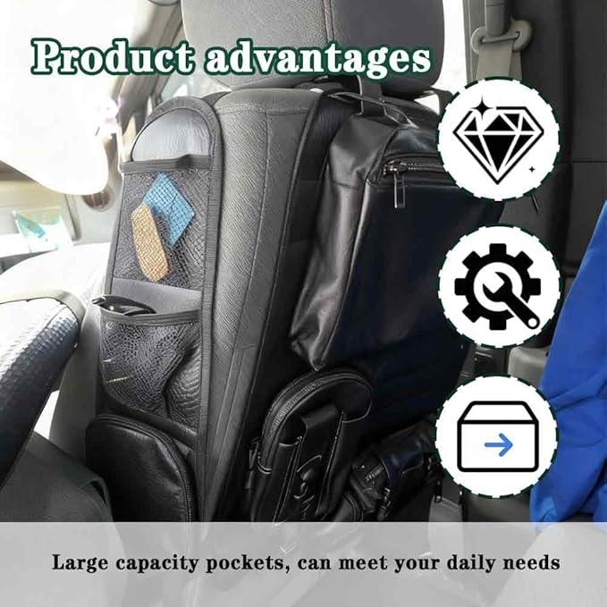 2PCS Car Seat Storage Pouches, Car Organizer, Universal Fit for Car Seats, SUVs, Trucks, Organize Phones, Water Bottles, Snacks, Travel Essentials (2PCS)