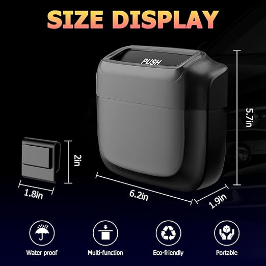 Car Trash Can with Lid, Built-in Storage Garbage Bag, Vehicle Trash Accessories for Interior, Mini Garbage Bin for Automotive, Home, Office, Kitchen, with 30pcs Trash Bags