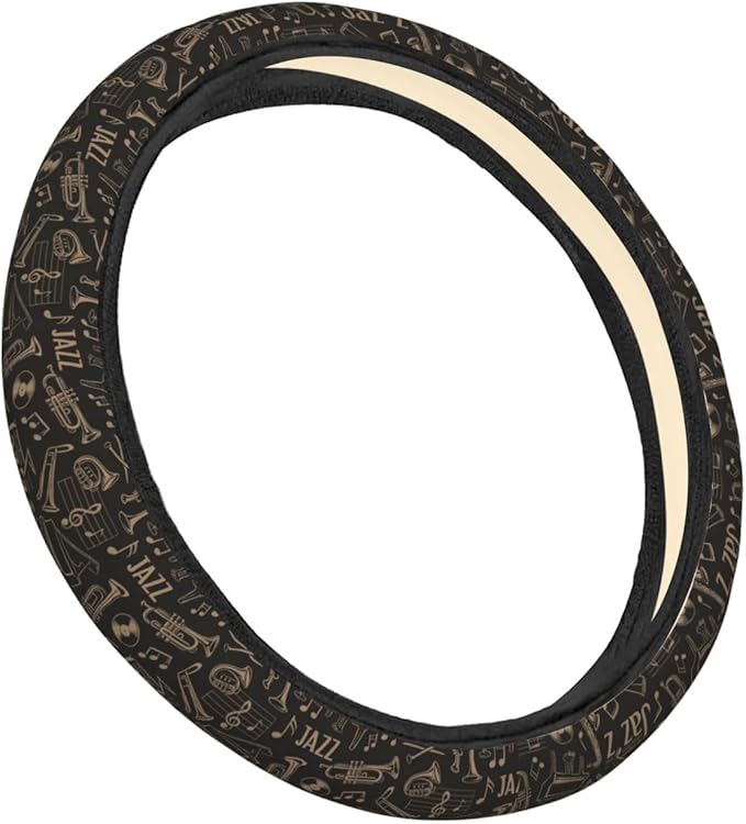 FeHuew Vintage Musical Instruments Notes Steering Wheel Cover for Women, Girls 15 inch Universal Auto Car Anti Slip Wrap Steering Wheel Covers Fit for Vehicles, Truck, SUV