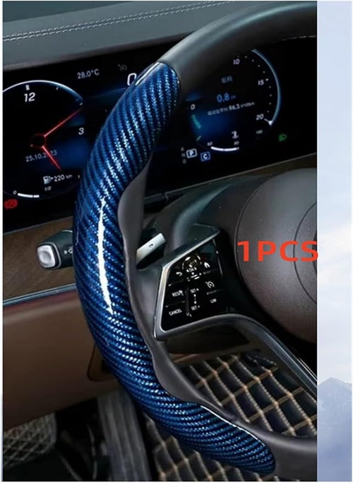 1/2PCS Laser Perforated Steering Wheel Cover, Microfiber Leather and Silicone Non-Slip Grip(1pcs Blue)