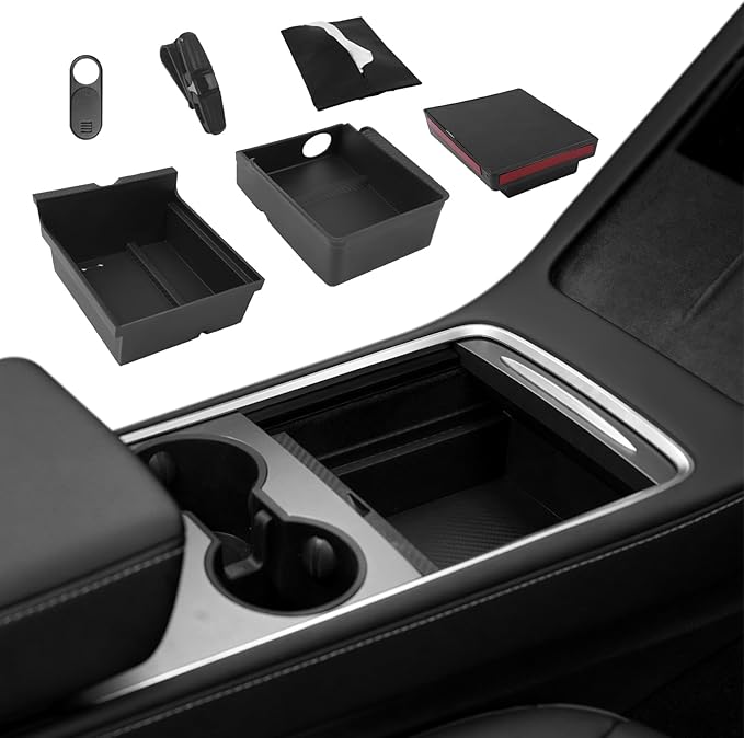 BurtyPokie 2021-2024 Tesla Model Y Center Console Organizer Tray Compatible with 2021-2023 Tesla Model 3 Center Console Tray,Tesla Highland Accessories