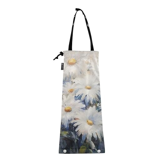 ALAZA Hanging Car Trash Bags Garbage Bag Trash Can for Back Seat Small Daisy White Flower 1 Washable Storage Bag Retractable 2 Pack