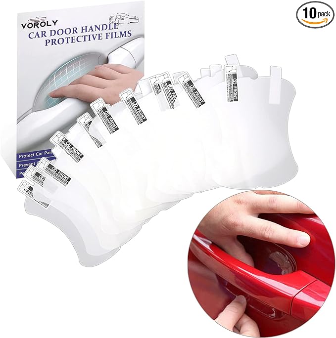 10Pcs Car Door Handle Scratch Protector Film Clear TPH Door Handle Cup Protector, Self-Adhesive Vinyl Anti-Scratch Cover, Universal Car Exterior Protection