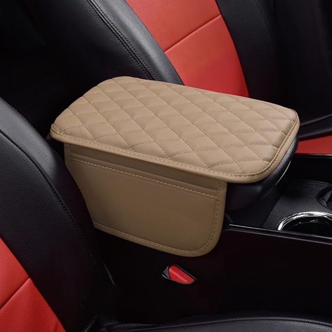 Arm Rest Cover Car for Audi A6 Avant 4G C7 2011 2012 2013 2014 2015 2016 2017 2018, Car Center Console Cushion Pad Comfortable Protector Waterproof Car Accessories,Beige
