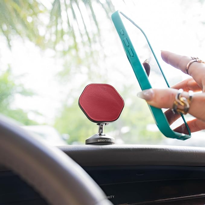 Smartish® MagSafe Mountaineer Car Mount - Compatible w/Apple iPhone 17/16/15/14/13 - Magnetic Stick on Adhesive Phone Holder - Extra Strength Magnet for Apple Accessories - Chili Crisp