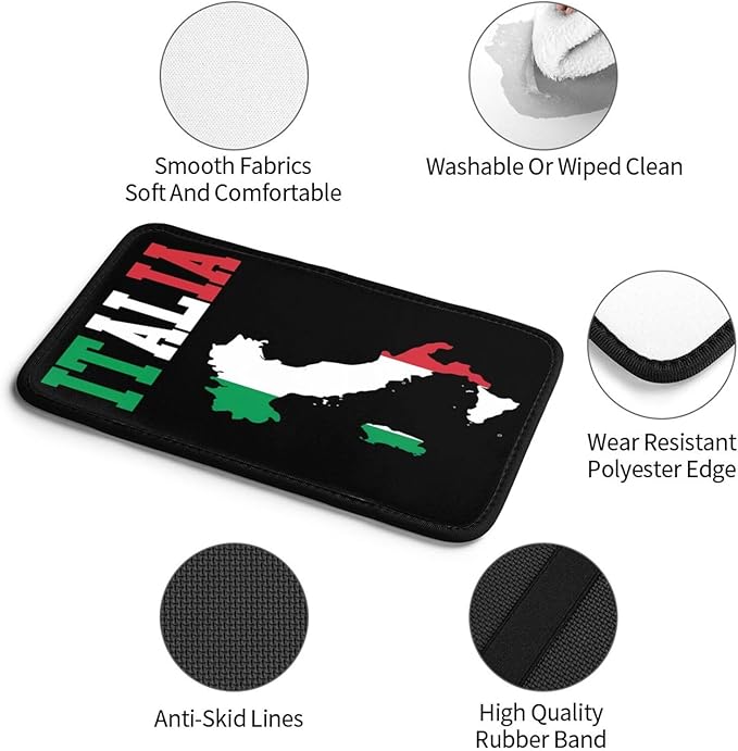 Vintage Italy Italia Italian Flag Car Center Console Cover, Universal Waterproof Armrest Pad, Soft Comfort Cushion & Scratch-Resistant Protector for Cars, SUVs and Trucks