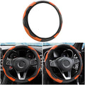 Car Steering Wheel Cover, 15 Inch PU Leather Carbon Fiber Elastic Stretch Without Inner Ring, Breathable Anti-Slip Auto Steering Wheel Protector for Women Men, Universal for Most Cars (Cayan)
