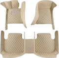 Custom Car Floor Mats Fit for 99% Sedan SUV Sports Car Full Coverage Pads Leather Floor Liners Mat Women Men (Beige)