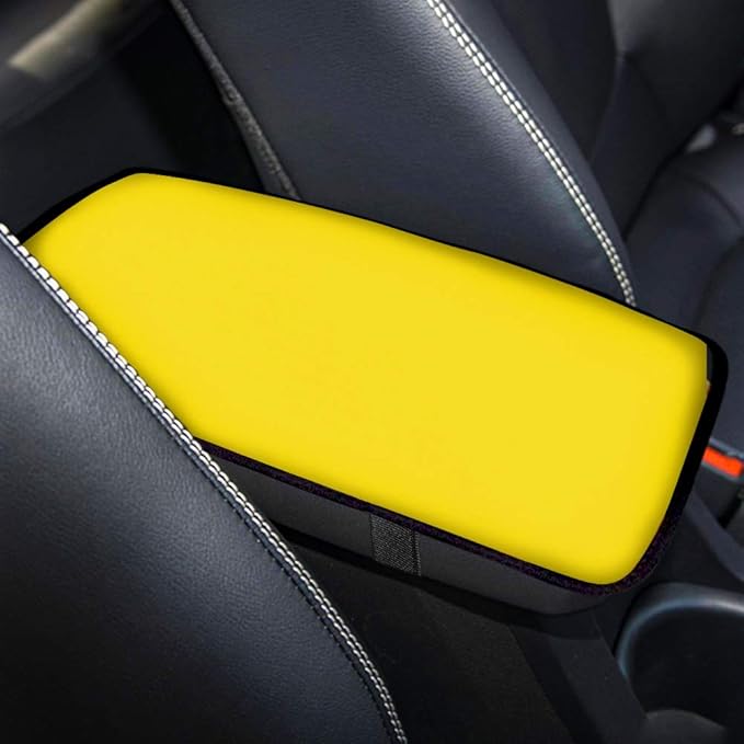 Car Armrest Cover, Universal Auto Center Console Pad, Fashion Non-Slip Yellow Armrest Case Pad Car Decoration for Women