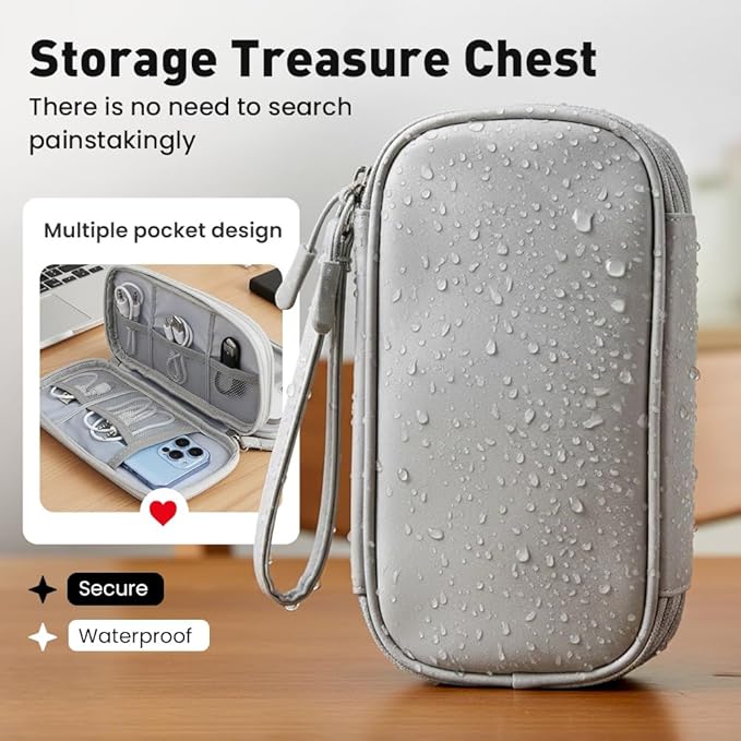 Travel Cable Organizer Pouch, 2026 Updated Cord Organizer Box, Double Layers Electronics Cable Organizer Box, All in One Cable Organizer Bag for Cable, Cord, Charger, Adapter, SD Card (Black)