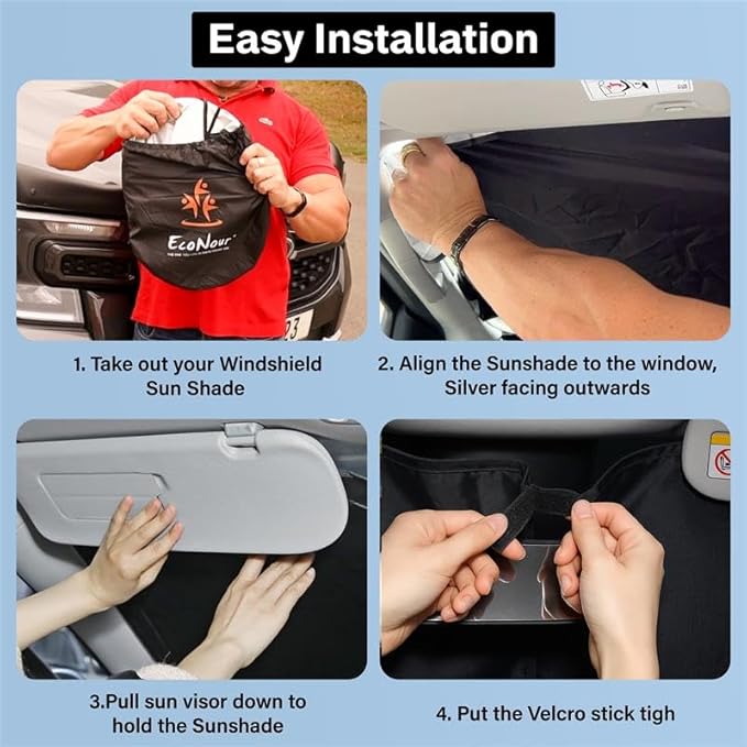 Econour Windshield Sun Shade for Honda Civic 2022-2026 Sunshade Foldable Window Sun Visor Protector Blocks UV Rays Keep Your Car Cooler | Car Windshield Accessories