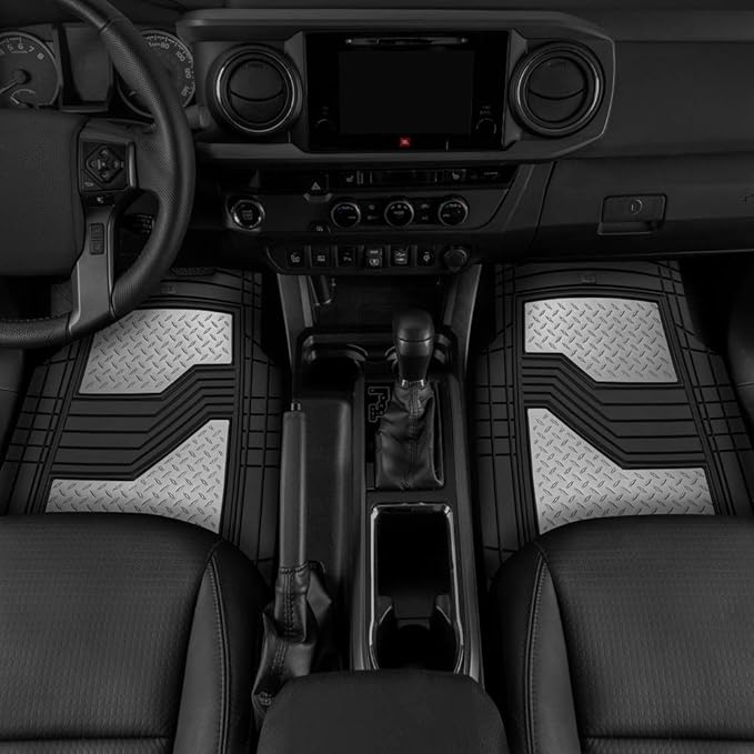 BDK Cat® Heavy Duty Rubber Floor Mats for Car SUV Truck & Van-All Weather Protection, Front & Rear with Heelpad & Anti-Slip Nibs Backing, Universal Trim-to-Fit