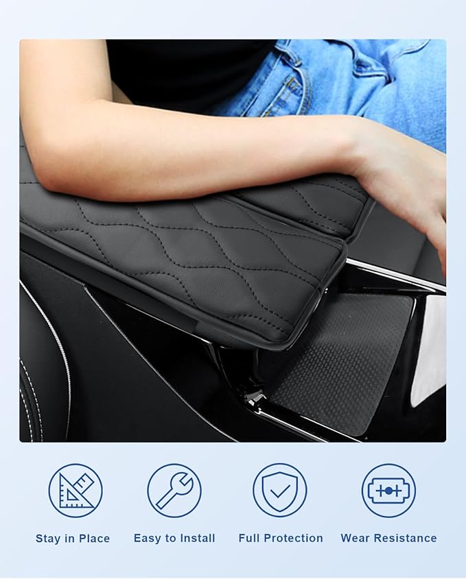 CDEFG 2Pcs for 2021-2024 Buick Envision Center Console Cover for 2021 2022 2023 2024 Buick Envision Accessories Armrest Cover 2021-2024 Envision Middle Console Pad Arm Rest Cushion Leather Cover