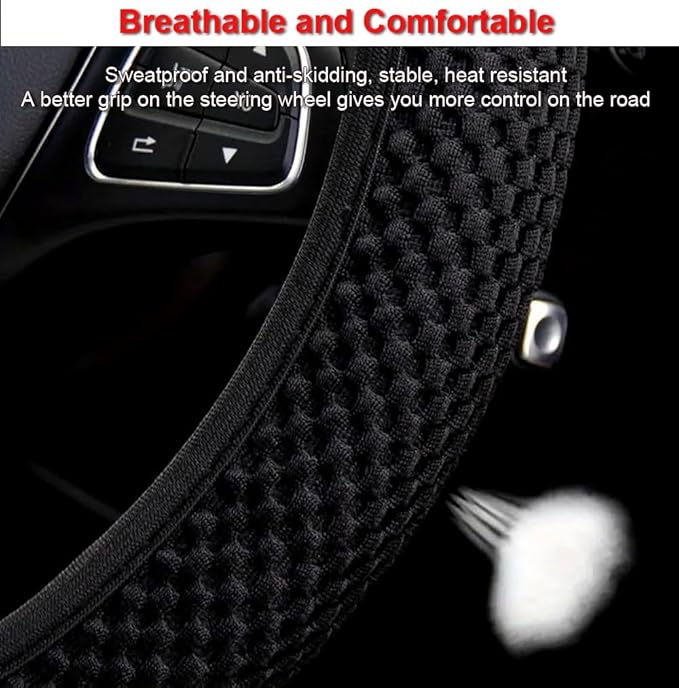 Hiflyer Car Steering Wheel Cover Women & Men, Universal 14.5-15 Inch Steering Wheel Covers, Soft Microfiber Car Wheel Cover Car Stuff Car Accessories Interior (Orange)